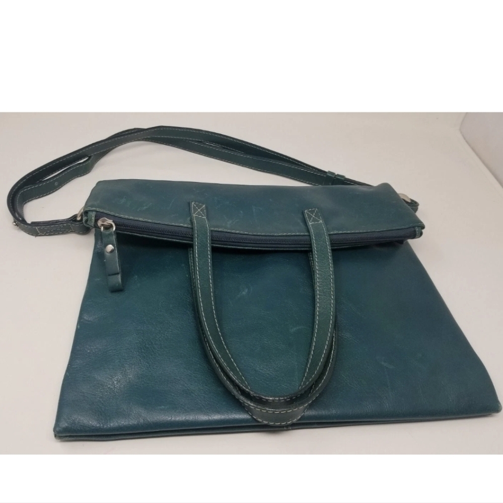Bijenkorf Collection Leather Convertible Handbag Tote - Green